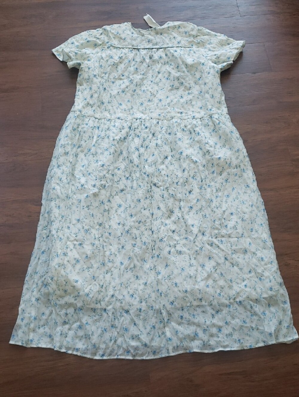 Christy Dawn Cream Midi Dress Blue Floral Print Size 2XL Boho Trendy Festival - Picture 8 of 8